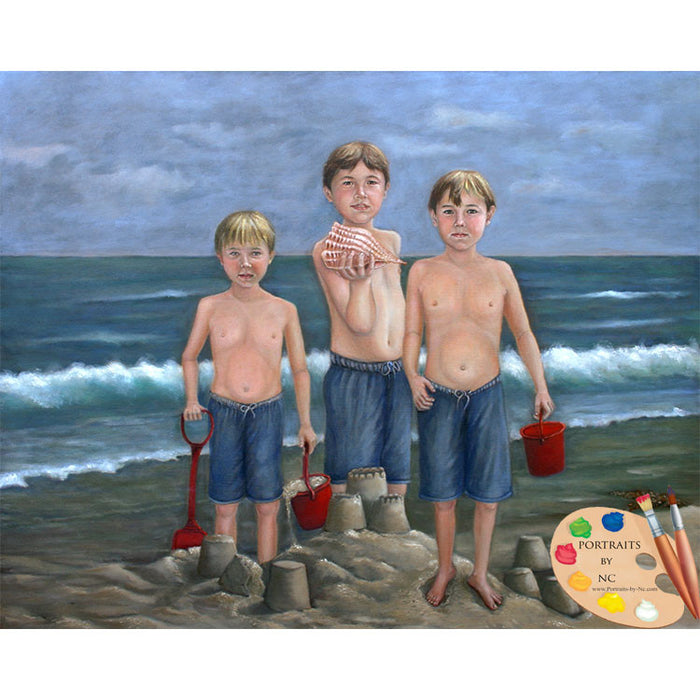 Siblings Portrait Sand Castle Knights 125
