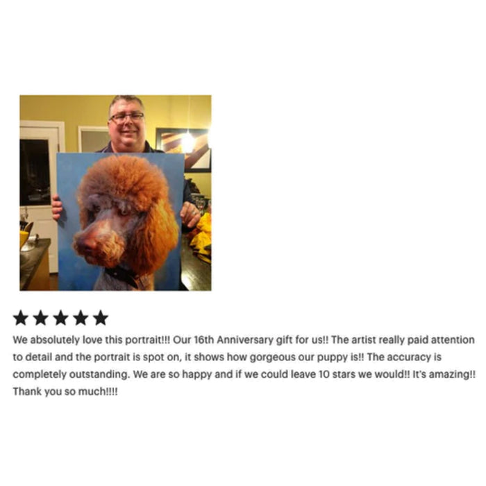Custom Standard Poodle Dog Portrait | Hand-Painted Canvas