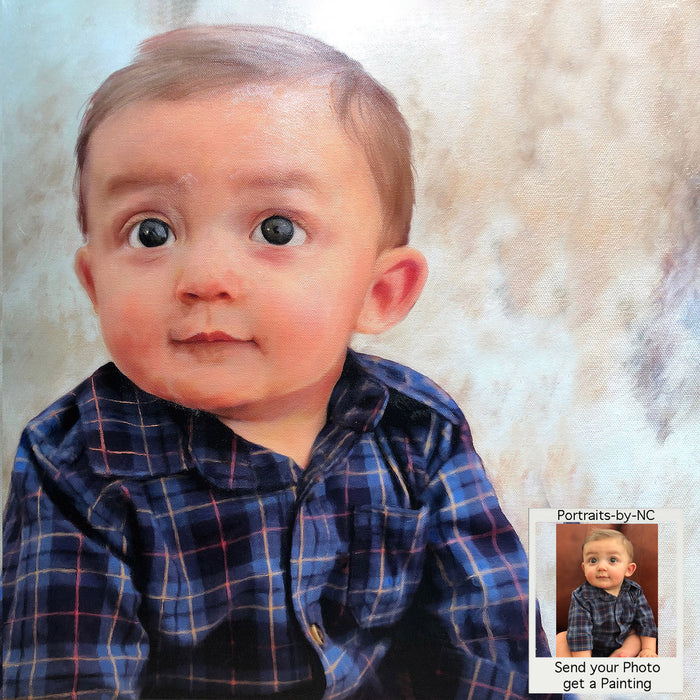 Custom Toddler Boy Oil Portrait – Hand-Painted Little Boy Fine Art Painting
