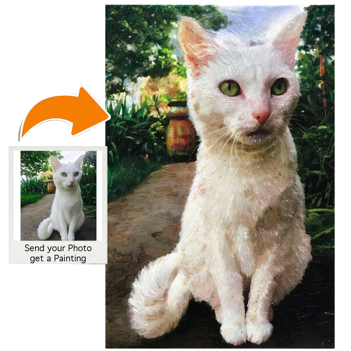 Custom White Cat Oil Portrait | Fine Art Hand-Painted Commission