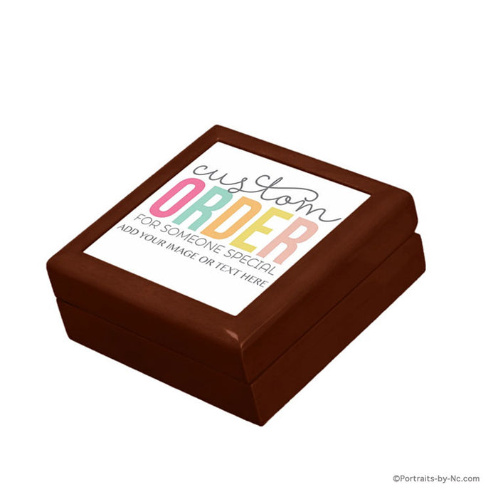 Customizable Jewelry Box - Golden Oak - Ceramic Top