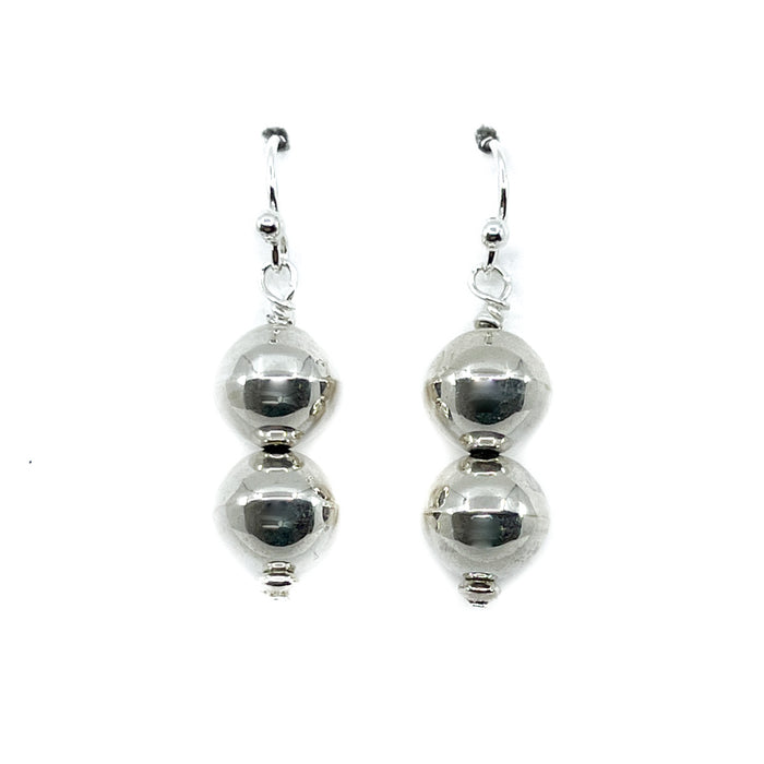 Dangling Earrings with Two Silver Beads