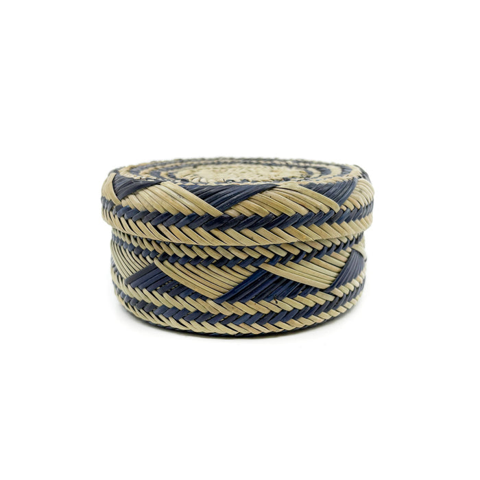 Dark Indigo and Buff Pine Needle Basket