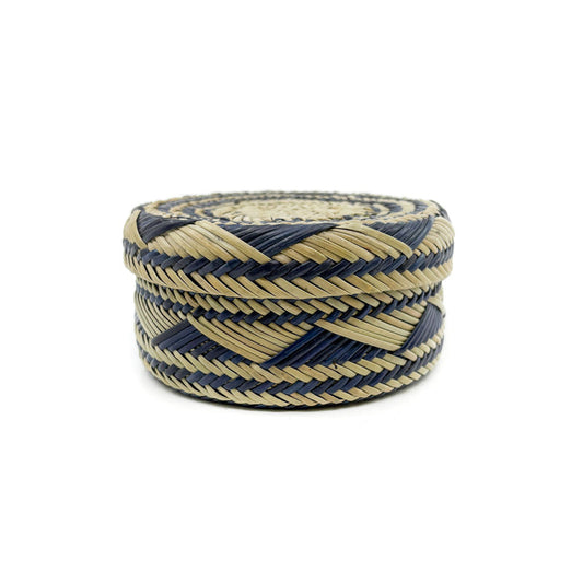 Dark Indigo and Buff Pine Needle Basket