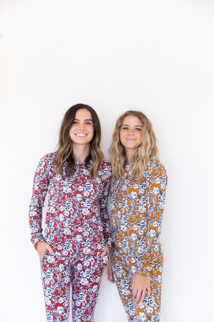 DARK MUSTARD + NAVY FLORAL | LONG SLEEVE