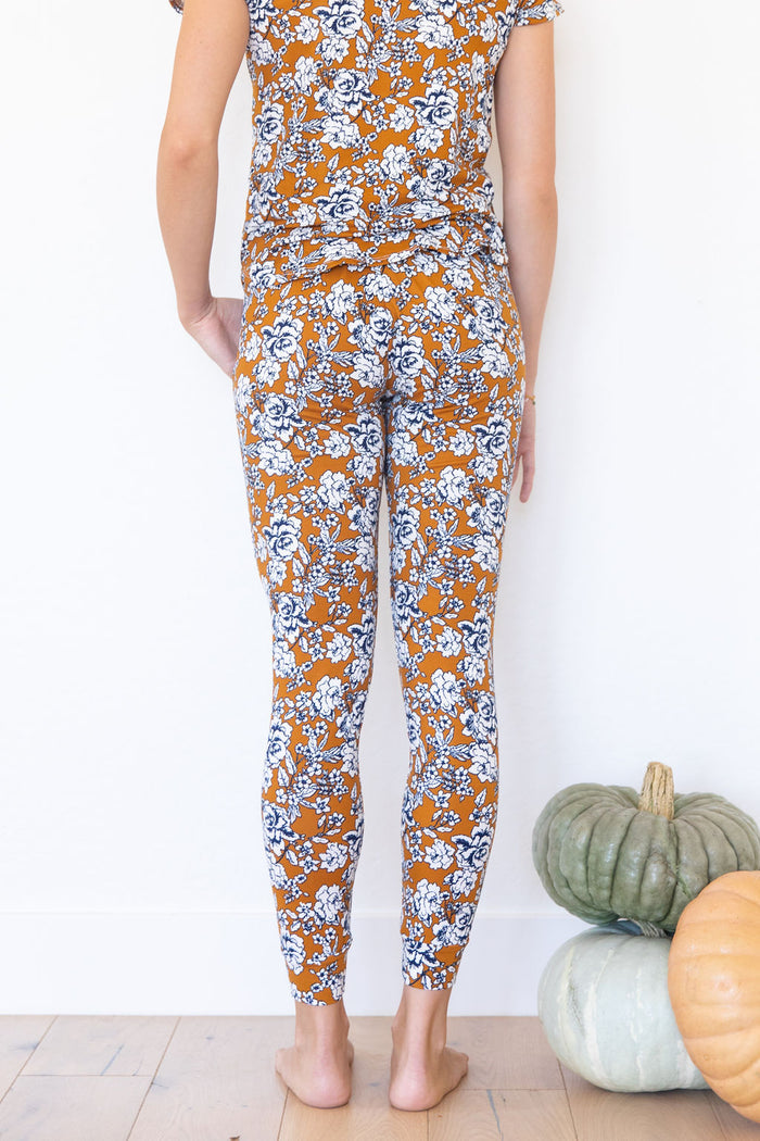 DARK MUSTARD + NAVY FLORAL | SHORT SLEEVE