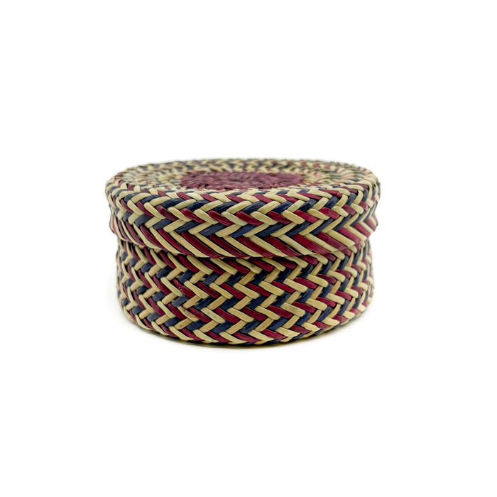 Dark Red and Indigo Pine Needle Basket