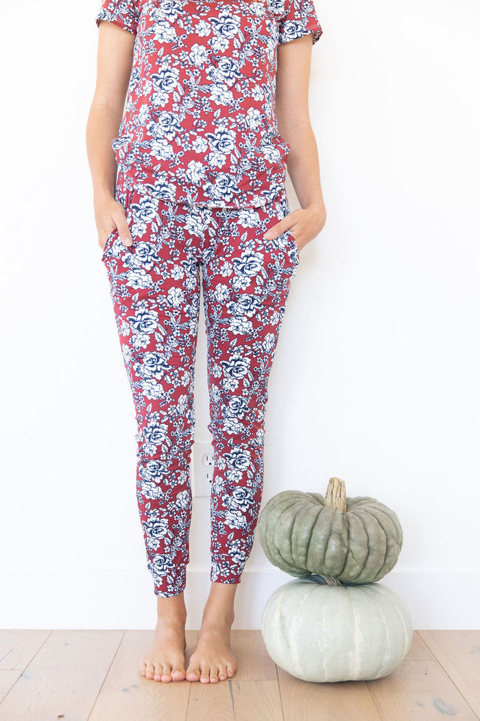 DARK RUST + NAVY FLORAL | SHORT SLEEVE