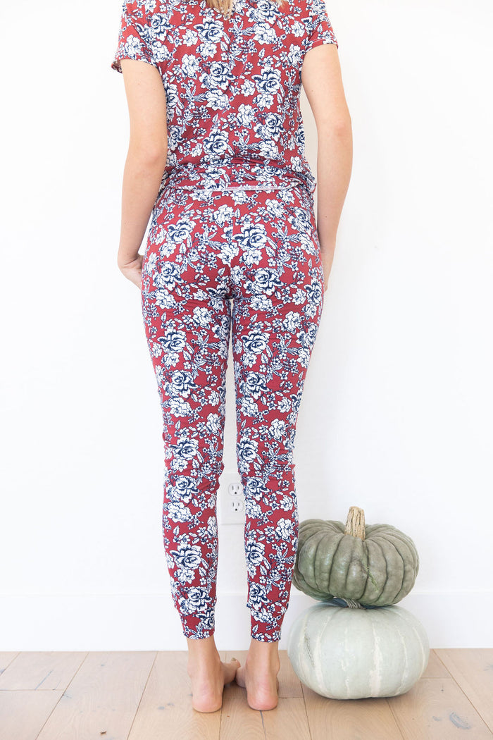 DARK RUST + NAVY FLORAL | SHORT SLEEVE