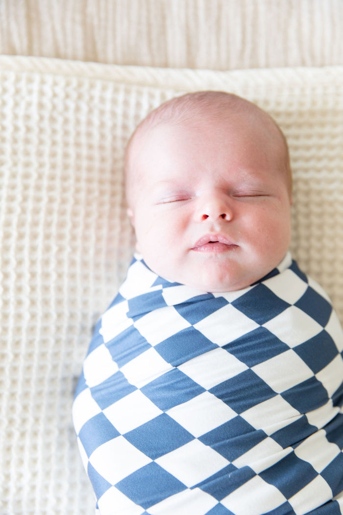 DENIM BLUE + WHITE CHECKER | SWADDLE