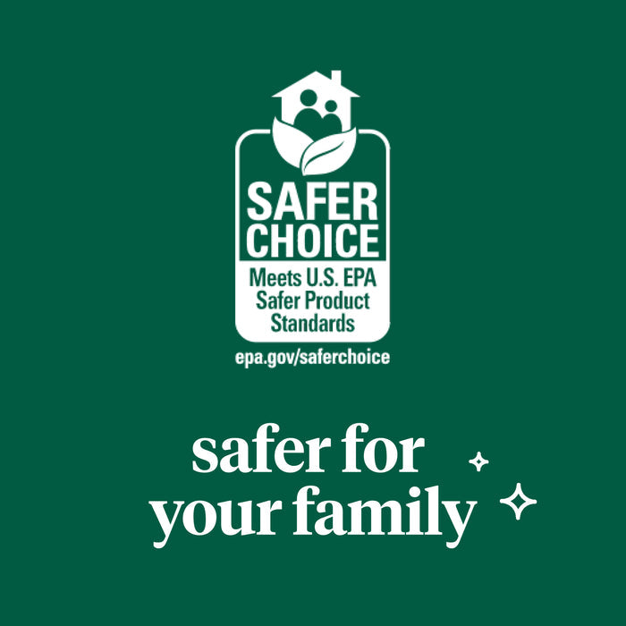Green graphic featuring the Safer Choice logo and sparkles, stating: “Seventh Generation Dish Soap Refill meets U.S. EPA Safer Product Standards—safer for your family.” Learn more at epa.gov/saferchoice.