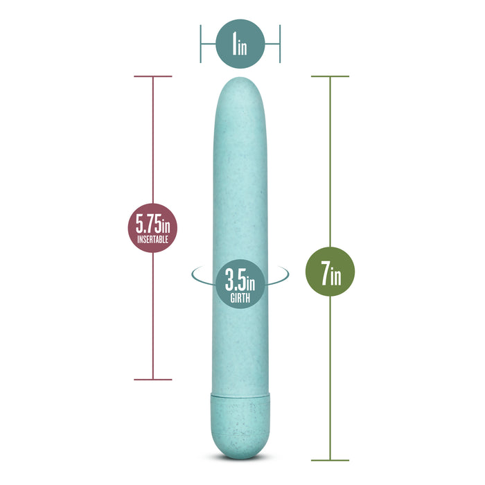 Illustration of a light green cylindrical object with dimensions: 7 inches length, 5.75 inches insertable length, 1 inch width, and 3.5 inches girth.