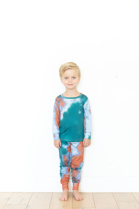 EMERALD GREEN + FADED BLUE + ORANGE TIE DYE | LONG SLEEVE