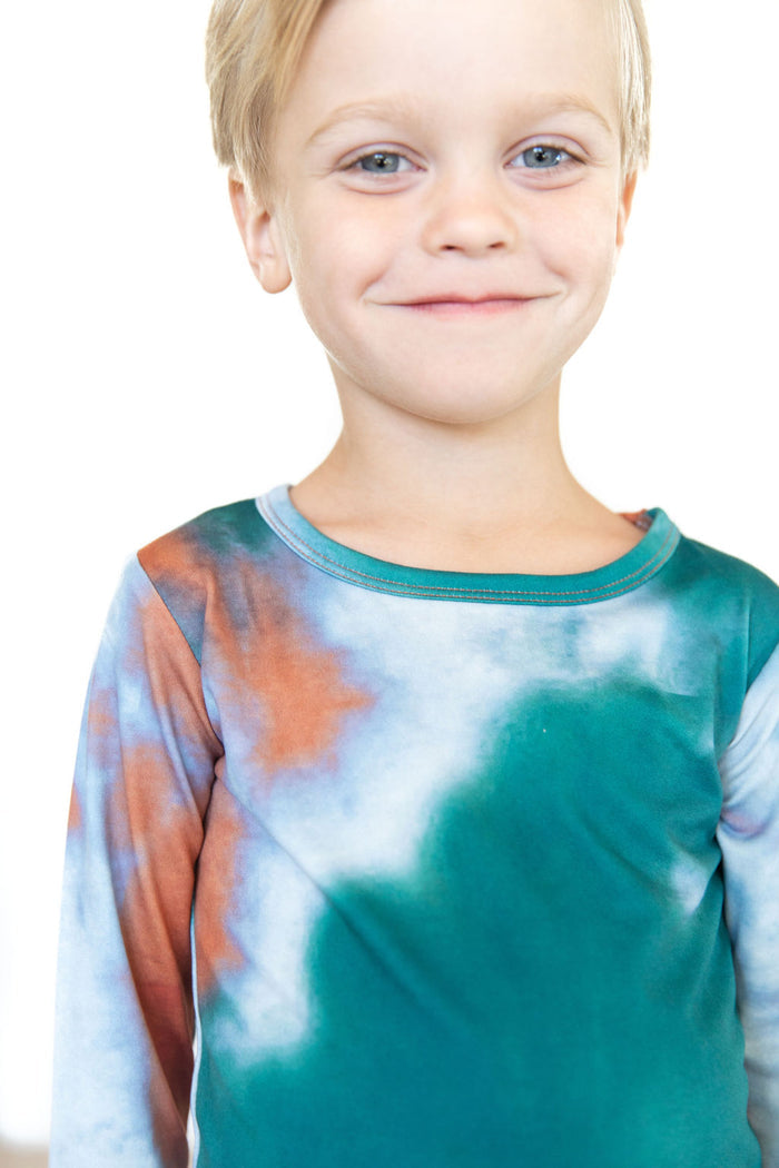 EMERALD GREEN + FADED BLUE + ORANGE TIE DYE | LONG SLEEVE
