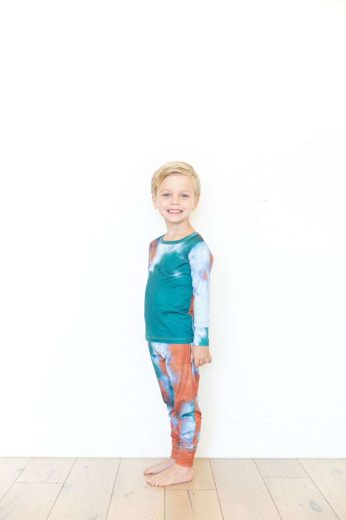 EMERALD GREEN + FADED BLUE + ORANGE TIE DYE | LONG SLEEVE