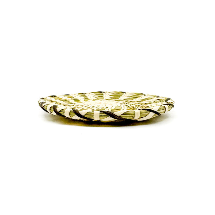 Flat Round Basket with Devil's Claw Trim