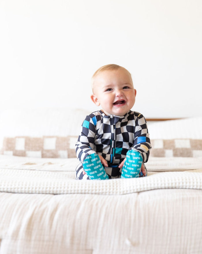 FOREST WAVY CHECKER | FOOTIE ONE PIECE