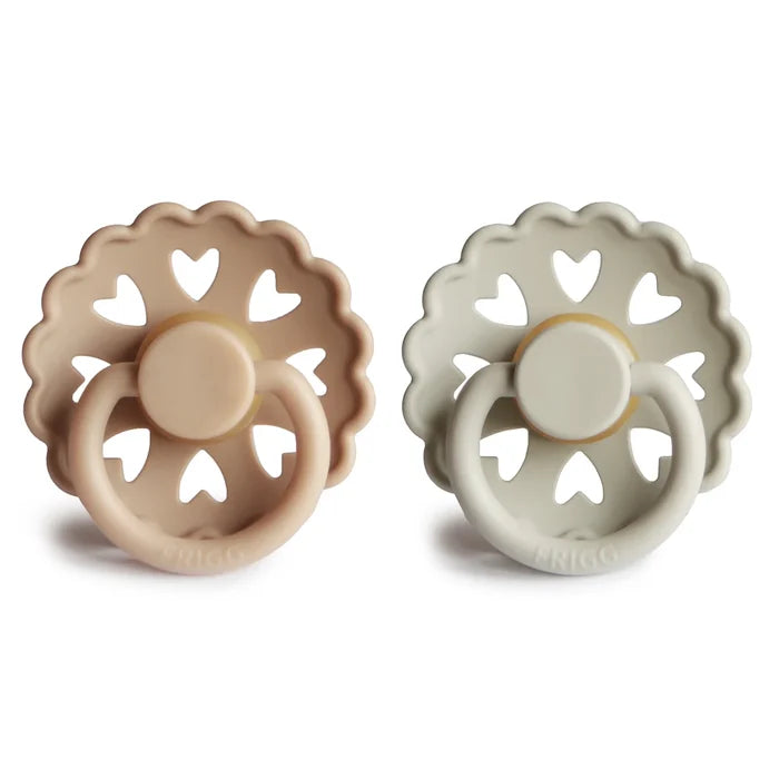 FRIGG ANDERSEN FAIRYTALE NATURAL RUBBER PACIFIER | SILKY SATIN/WILLOW GRAY | 2 PACK