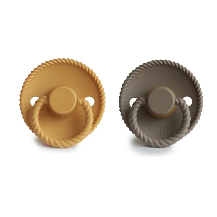 FRIGG ROPE NATURAL RUBBER PACIFIER | HONEY GOLD/PORTOBELLO | 2 PACK