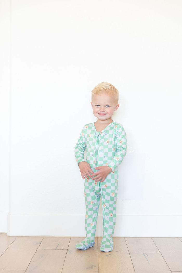 GREEN HAPPY CHECKER | FOOTIE ONE PIECE