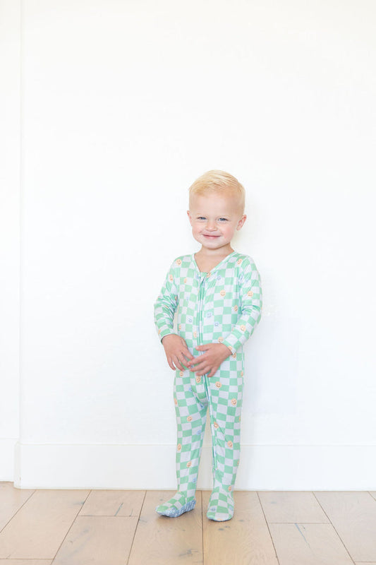 GREEN HAPPY CHECKER | FOOTIE ONE PIECE