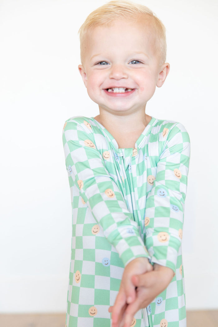 GREEN HAPPY CHECKER | FOOTIE ONE PIECE