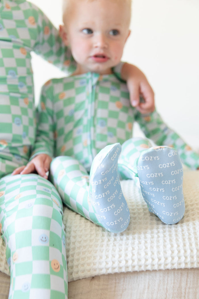 GREEN HAPPY CHECKER | FOOTIE ONE PIECE