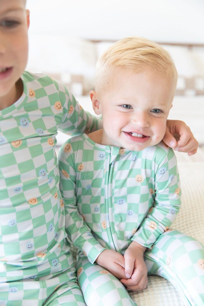 GREEN HAPPY CHECKER | FOOTIE ONE PIECE