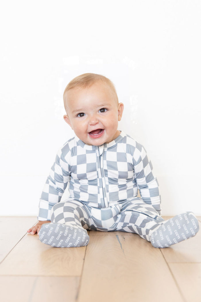 GREY + WHITE CHECKER | FOOTIE ONE PIECE