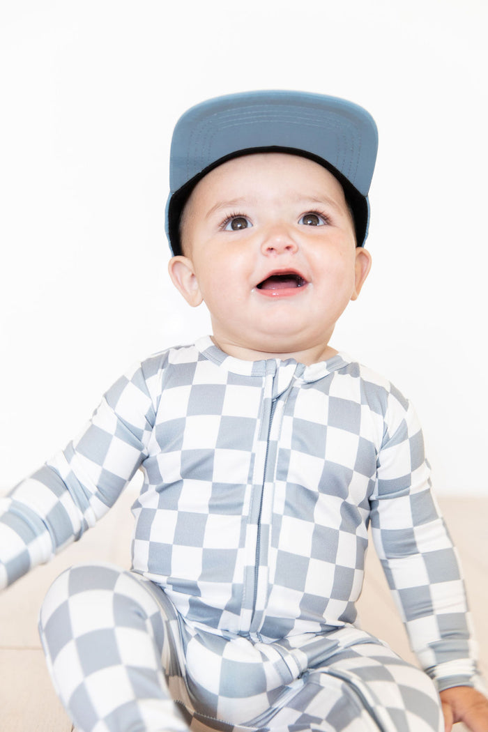 GREY + WHITE CHECKER | FOOTIE ONE PIECE