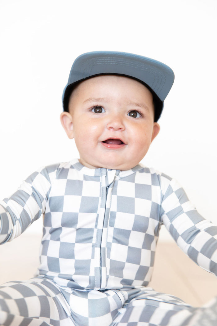 GREY + WHITE CHECKER | FOOTIE ONE PIECE