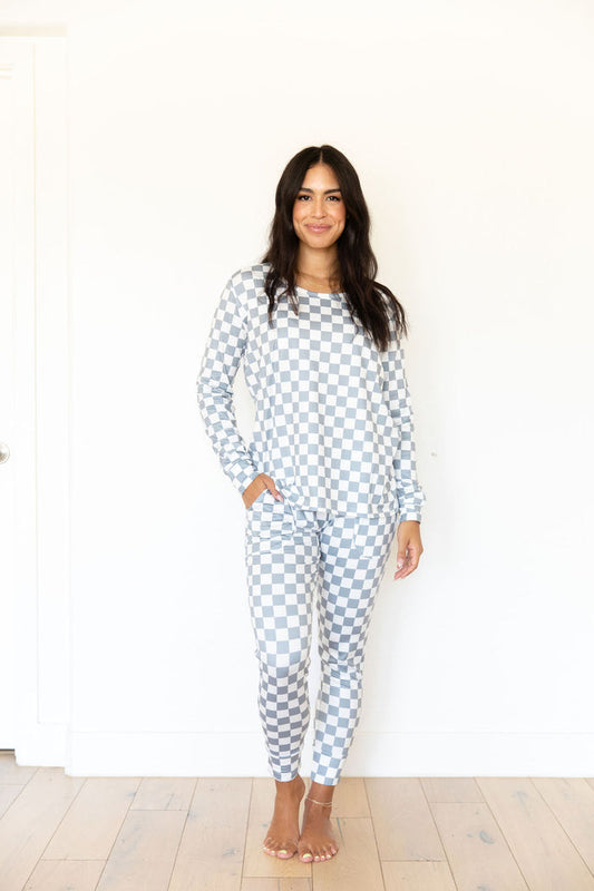 GREY + WHITE CHECKER | WOMEN'S LONG SLEEVE