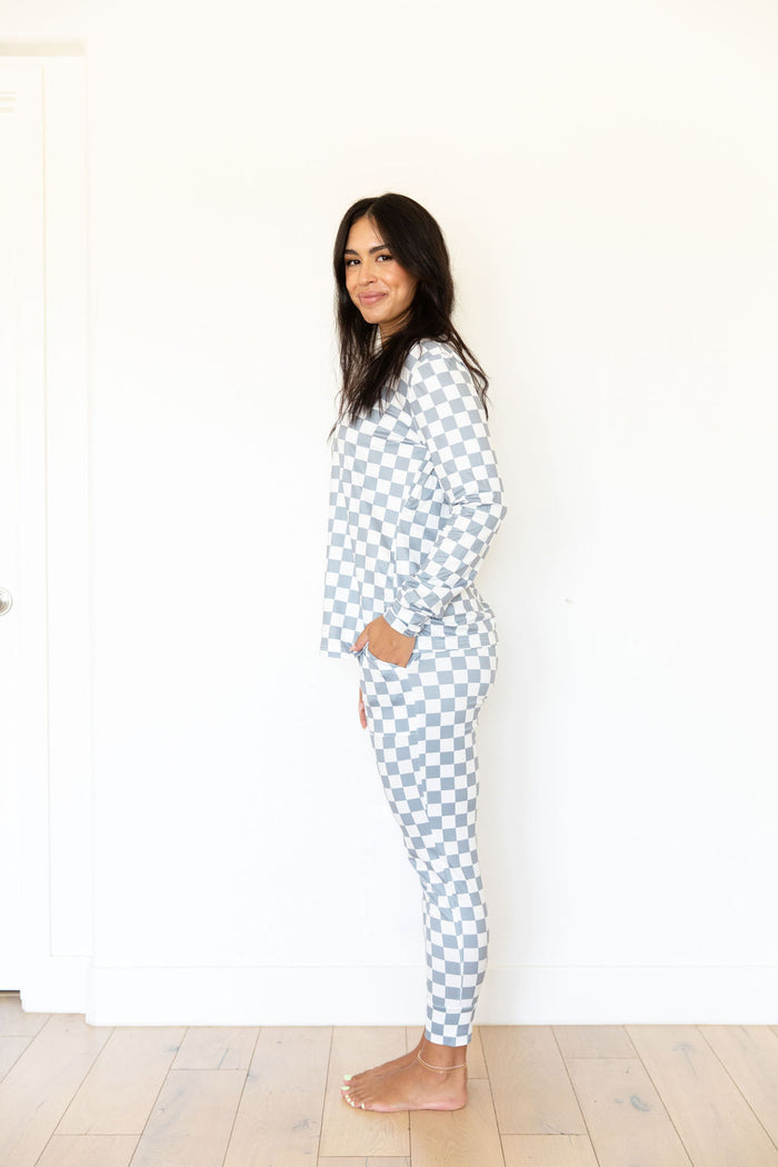 GREY + WHITE CHECKER | WOMEN'S LONG SLEEVE