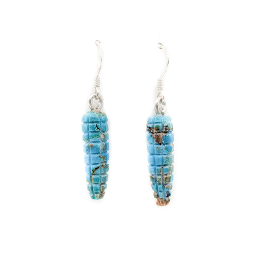 Hand Carved Turquoise Corn Earrings - Santo Domingo Pueblo