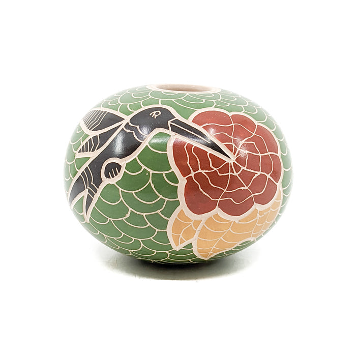 Hummingbirds & Blossoms Pot - Green