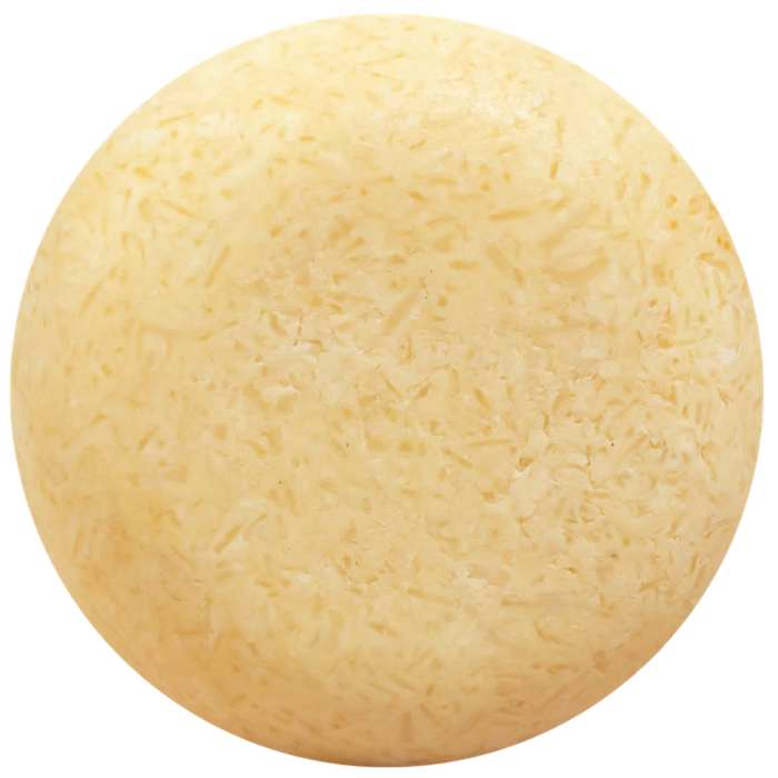 The Hydrating Shampoo Bar by Good Juju Body & Home is a round, beige, textured solid shampoo bar, displayed against a plain white background.