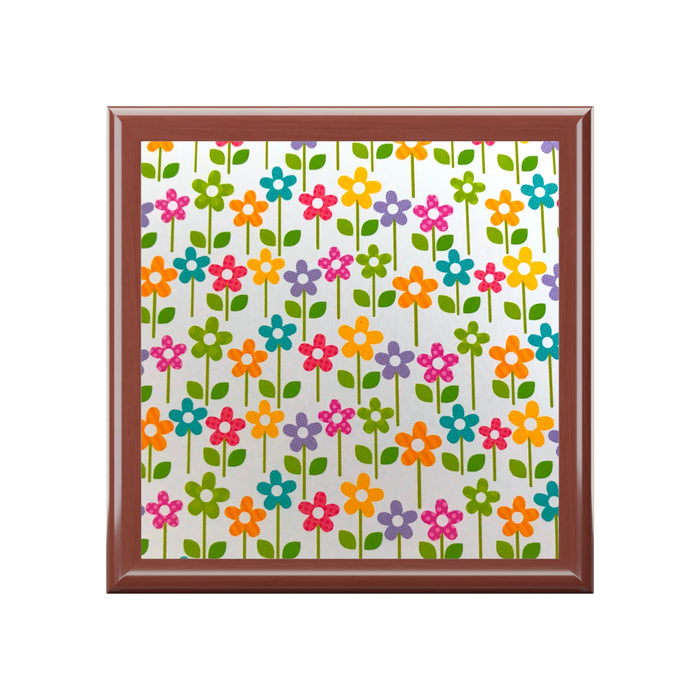 Jewelry Box/ Keepsake Box Colorful Flowers - Lacquer Box front