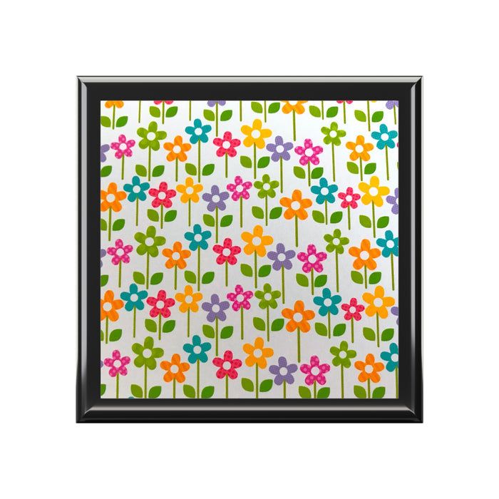 Jewelry Box/ Keepsake Box Colorful Flowers - Lacquer Box cover