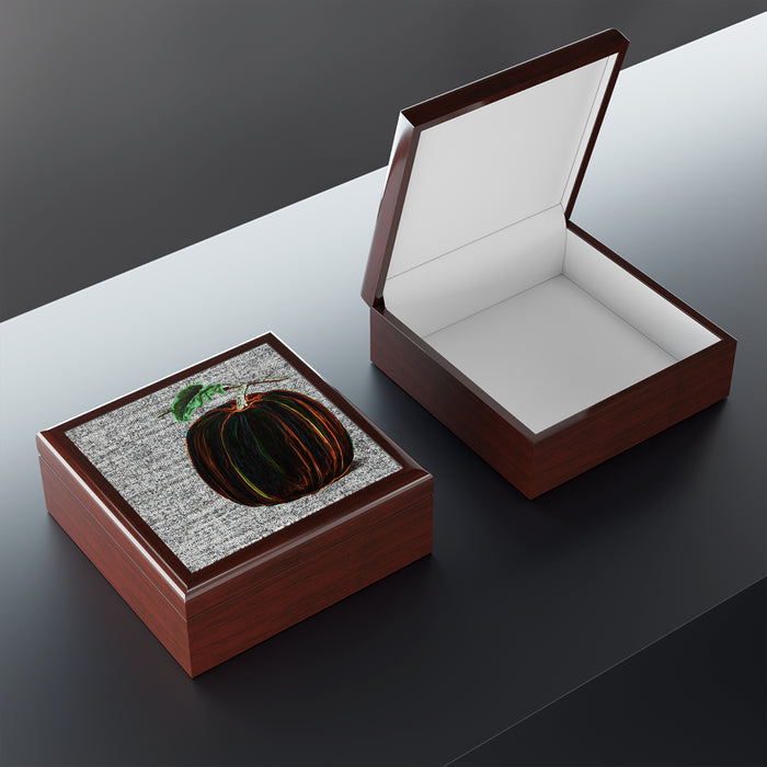 Keepsake/Jewelry Box - Magical Pumpkin - Lacquer Wood Box  lined interior