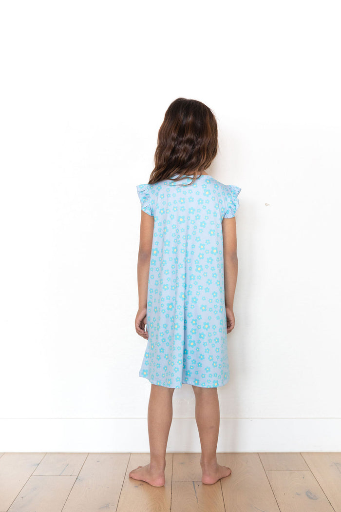 LIGHT BLUE DAISY - SLEEVE DRESS