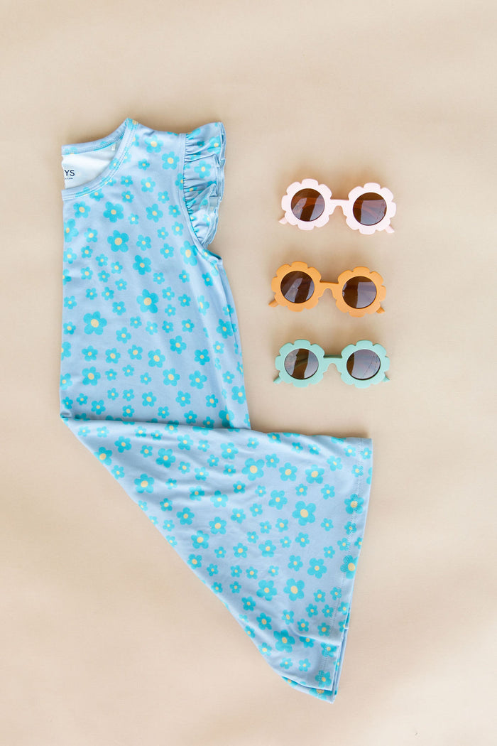 LIGHT BLUE DAISY - SLEEVE DRESS