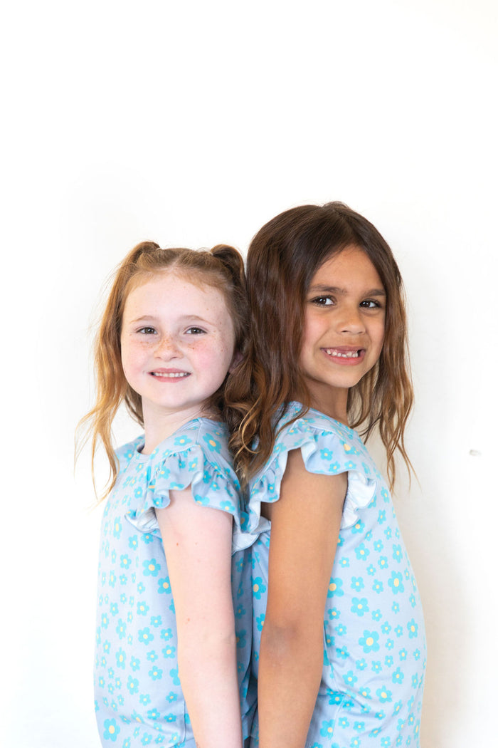 LIGHT BLUE DAISY | RUFFLE SHORT SET