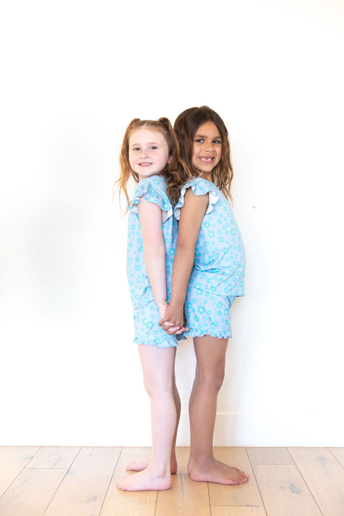 LIGHT BLUE DAISY | RUFFLE SHORT SET