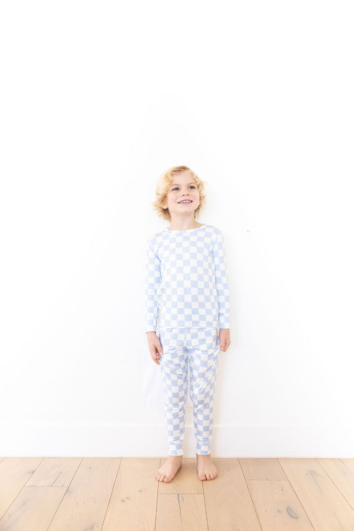 LIGHT BLUE + WHITE CHECKER | LONG SLEEVE
