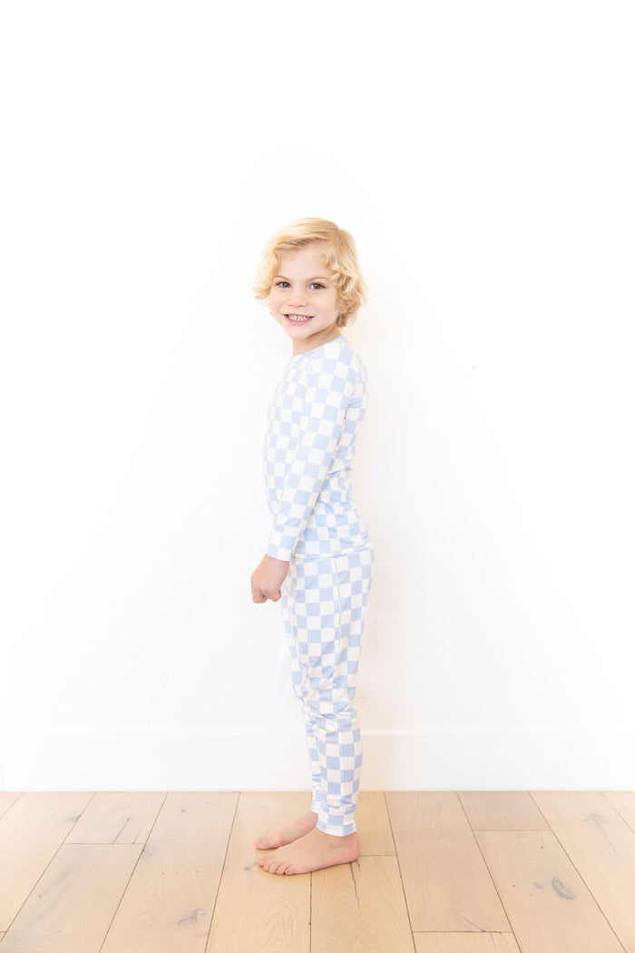 LIGHT BLUE + WHITE CHECKER | LONG SLEEVE