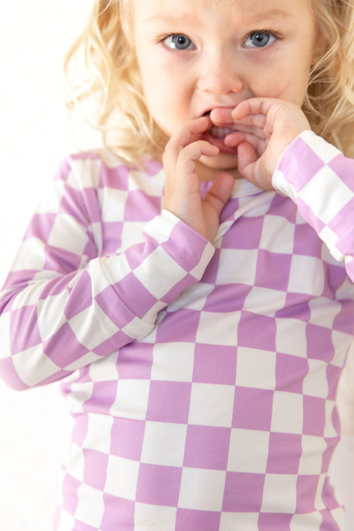LIGHT PURPLE + WHITE CHECKER | LONG SLEEVE