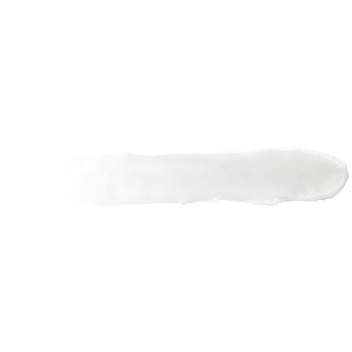 A smooth, white smear of Burts Bees creamy lotion enriched with beeswax from the Lip Balm Variety Pack on a plain white background.