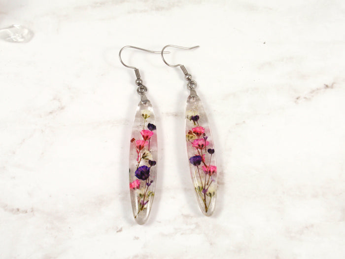 baby's breath earrings with cremation ash