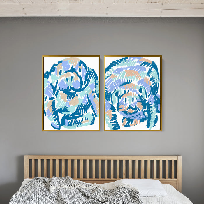 Mellow Manatees Diptych - Set of 2 - Jetty Home