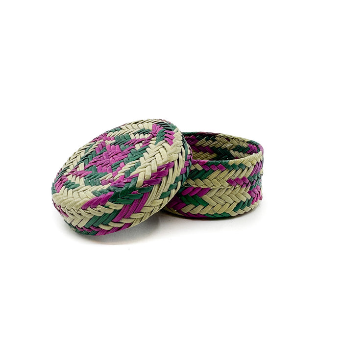 Mini Green and Pink Pine Needle Basket